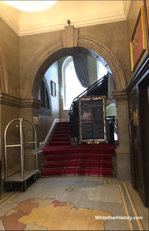  
The stairs leading from the entrance lobby up to the floors above
